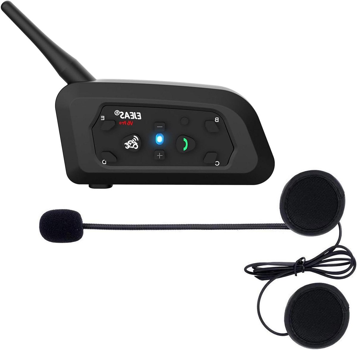 Motorhelm Communicatie - Motor Intercom - Veilig Communiceren - Tot 6 Personen - 1200 Meter Bereik - Zwart