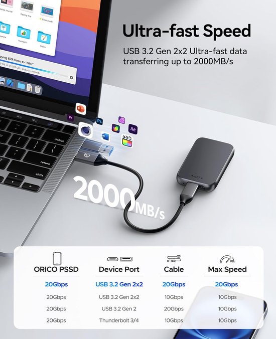 Snelle Externe SSD 1TB - 2000MB/s Opslag voor Laptop en PC van Snelle — afbeelding 4