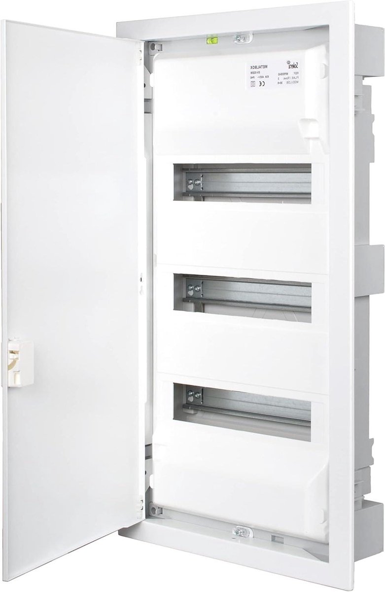 Metalen box serie - Stoppenkast inbouw - Elektrische installatie - 42 elementen capaciteit - 61x33x9 cm - Wit