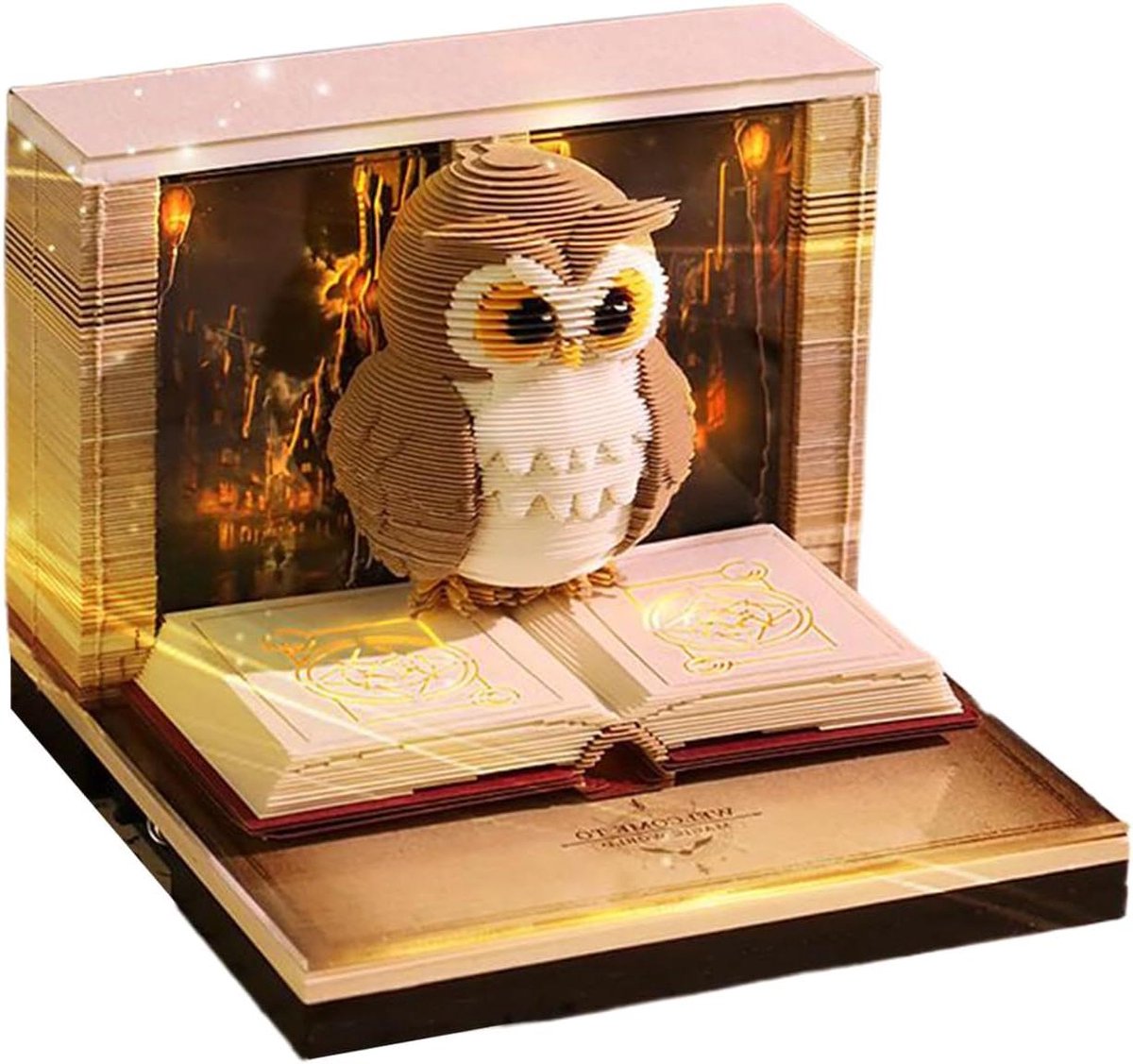 3D kalender uil - Memo blok - Bureau decoratie - Gelaagd papier kunst - 8.5 x 8.5 cm - Enkele attribuut