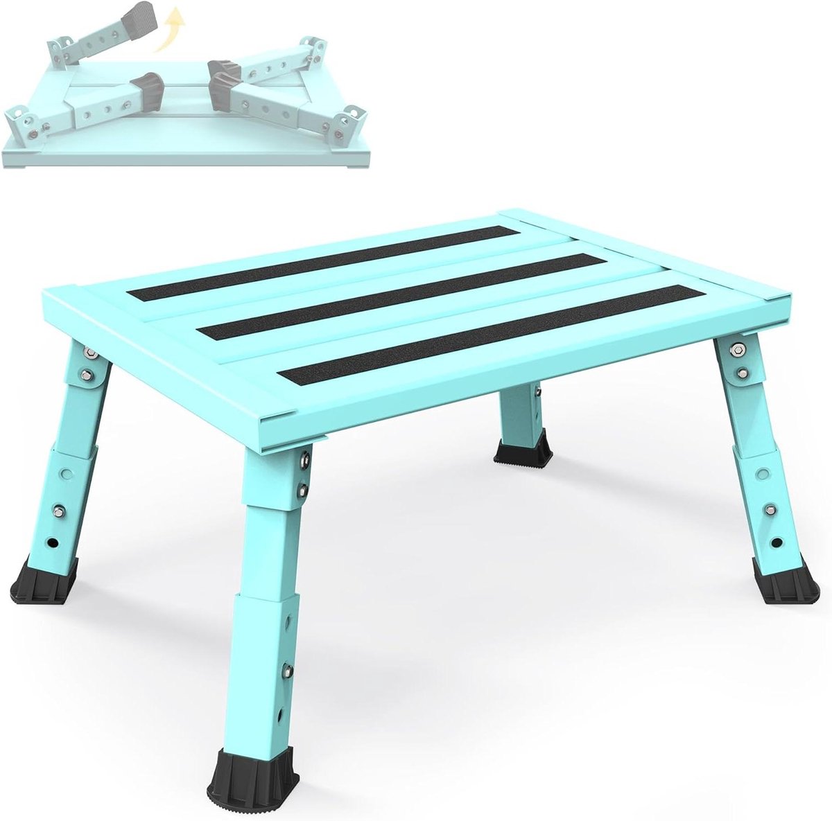 Aluminium opstapje - Opstapkruk platform - Veilig instappen - In hoogte verstelbaar - 32 x 43 x 7 cm - Groen