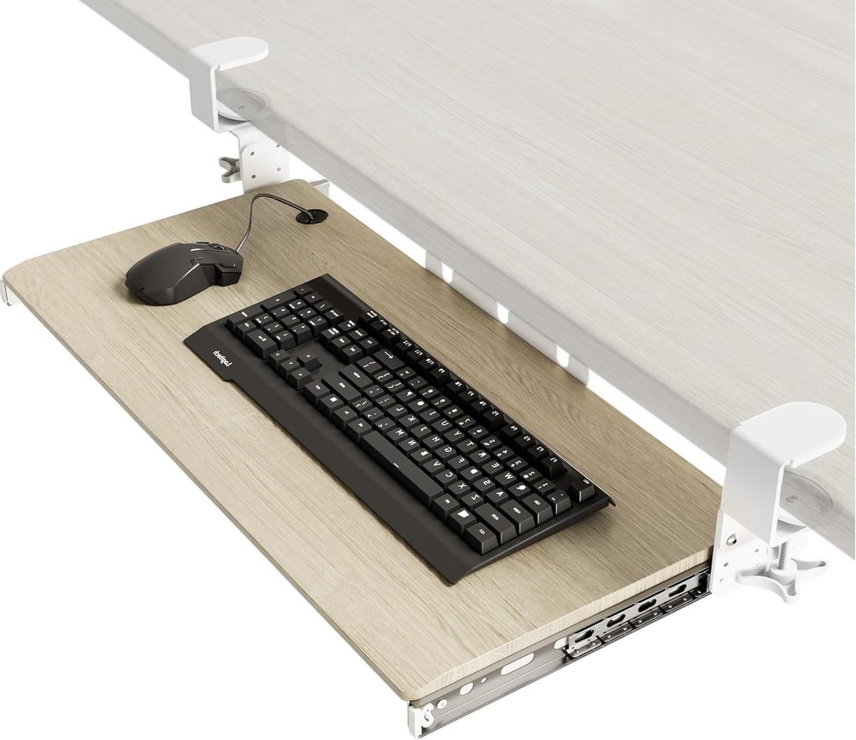 Toetsenbordlade Uittrekbaar - Bureau Lade - Werkruimte Creëren - Stevige C-klemmen - 82.5 cm - Houtkleur