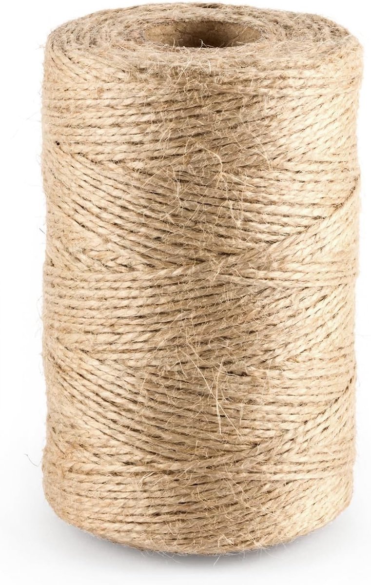 Natuurlijke Jute Touw van 100 m, 1.5 mm Dikke, Sterk en Scheurbestendig voor Creatieve Klussen, Cadeauverpakking en Tuinprojecten