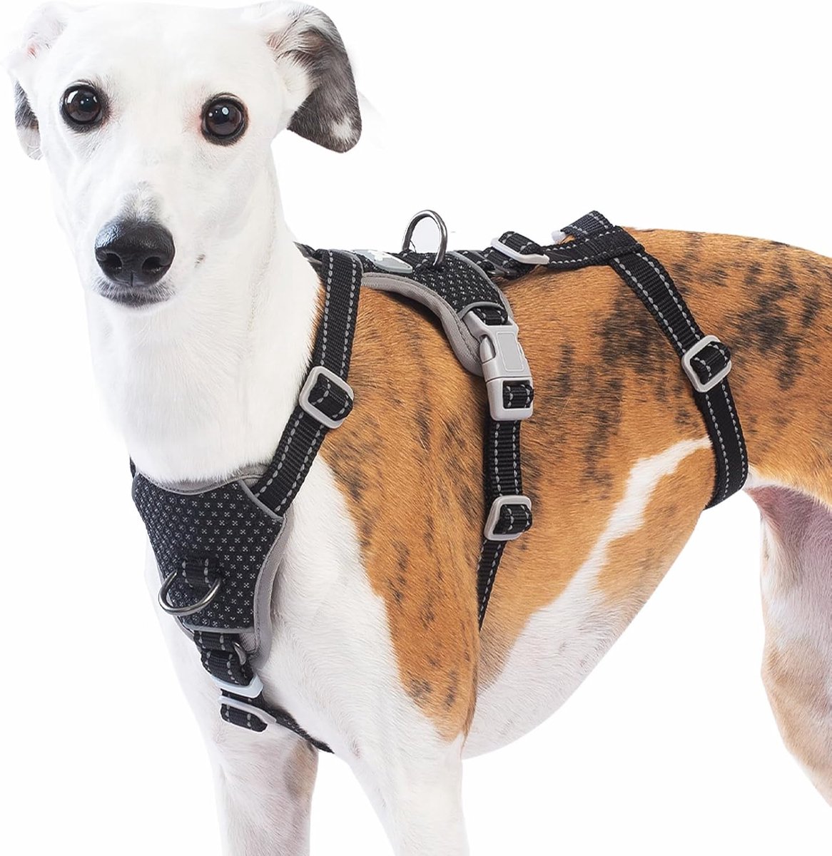 Thijox - Middelgrote Hondentuig, Ontsnappingsvrij Harnas, Anti-trek Reflecterend Vest, Verstelbaar, Lichtgewicht en Ademend voor Grote Honden, Zwart,