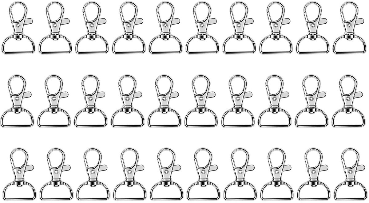 sleutelhangers, metaal, D, voor karabijnhaken, sleutelhanger met sluiting, draaibare sleutelhaak, clip, accessoires, draaibare karabijnhaak (2 cm binnenbreedte)