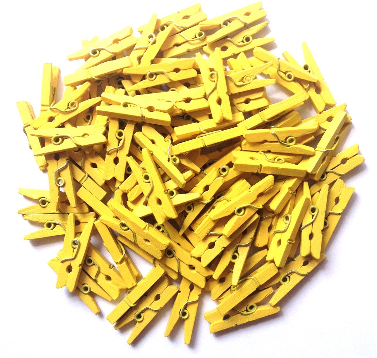 CRAFTS Houten Mini Wasknijpers 15 Kleuren 200 Per Pack 1 "2.5cm (Geel)