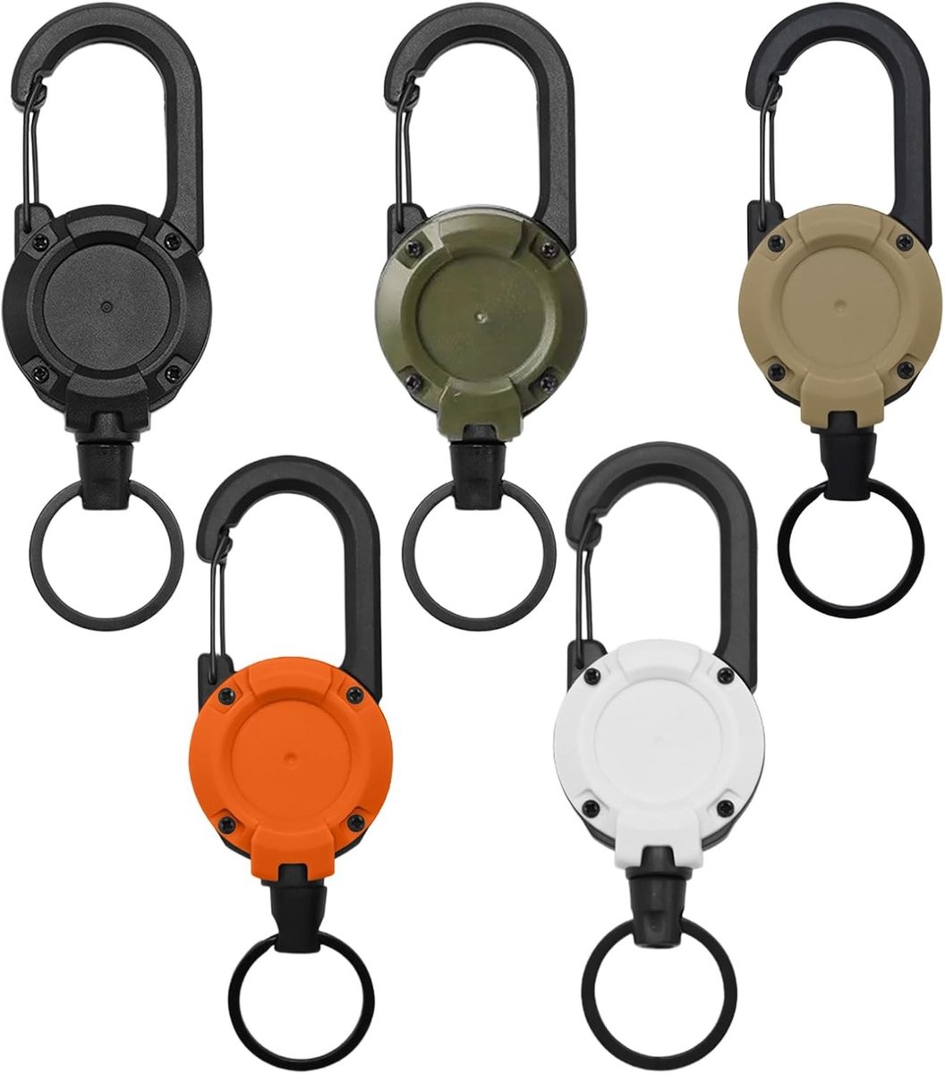 Verschillende Retractable Badge Reels, 5 Stuks Met Sterke Lanyard en 53,6 Inch Stalen Koord voor Sleutels en ID-Houders voor Buitengebruik