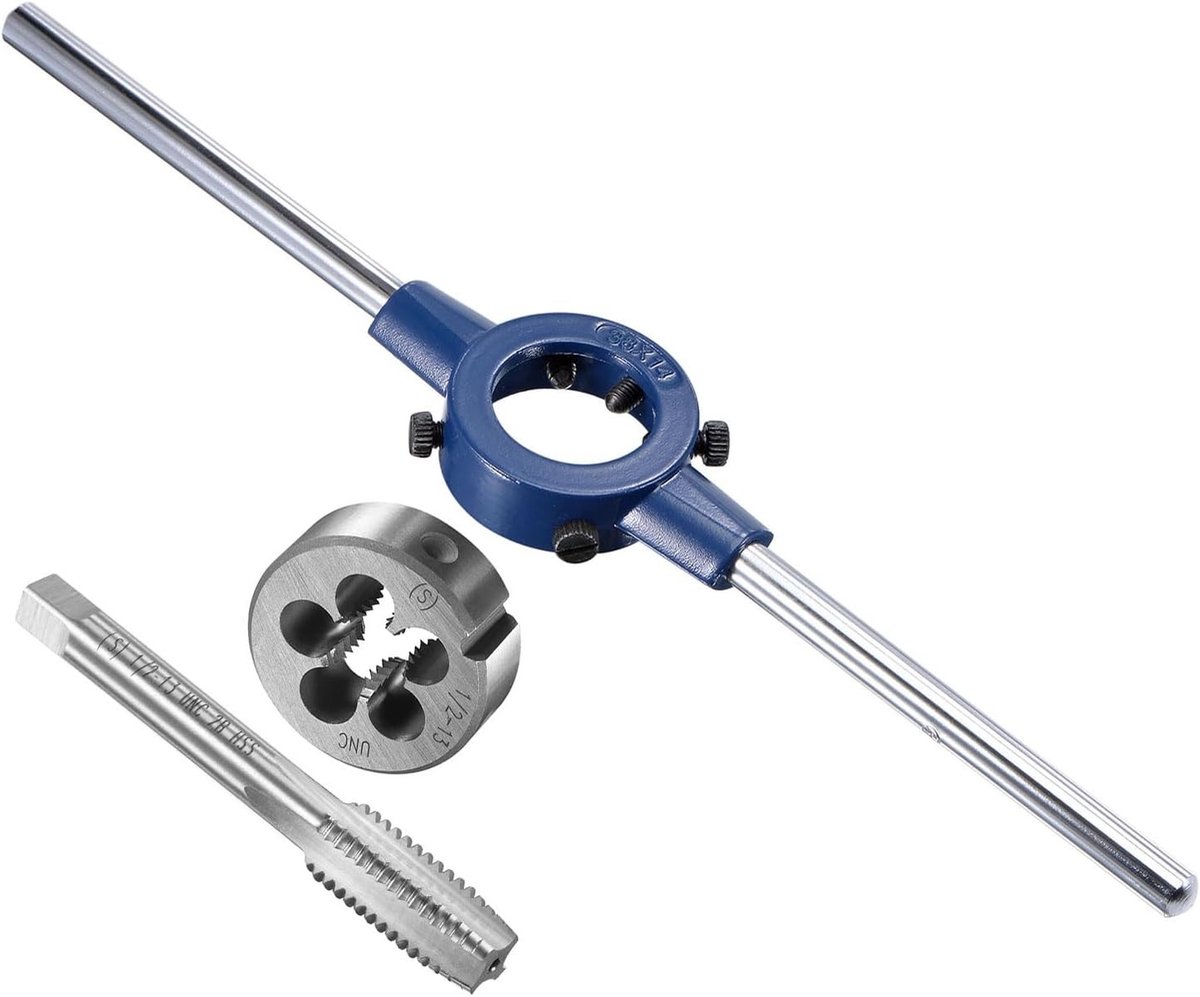Set van 1/2-13 UNC Draad en Die Handgreep met 26mm-38mm OD/M12-M16 Draad, Hoogwaardige Staal Tapping en Sleutel Gereedschap Kit voor Draadherstel en Reparatie
