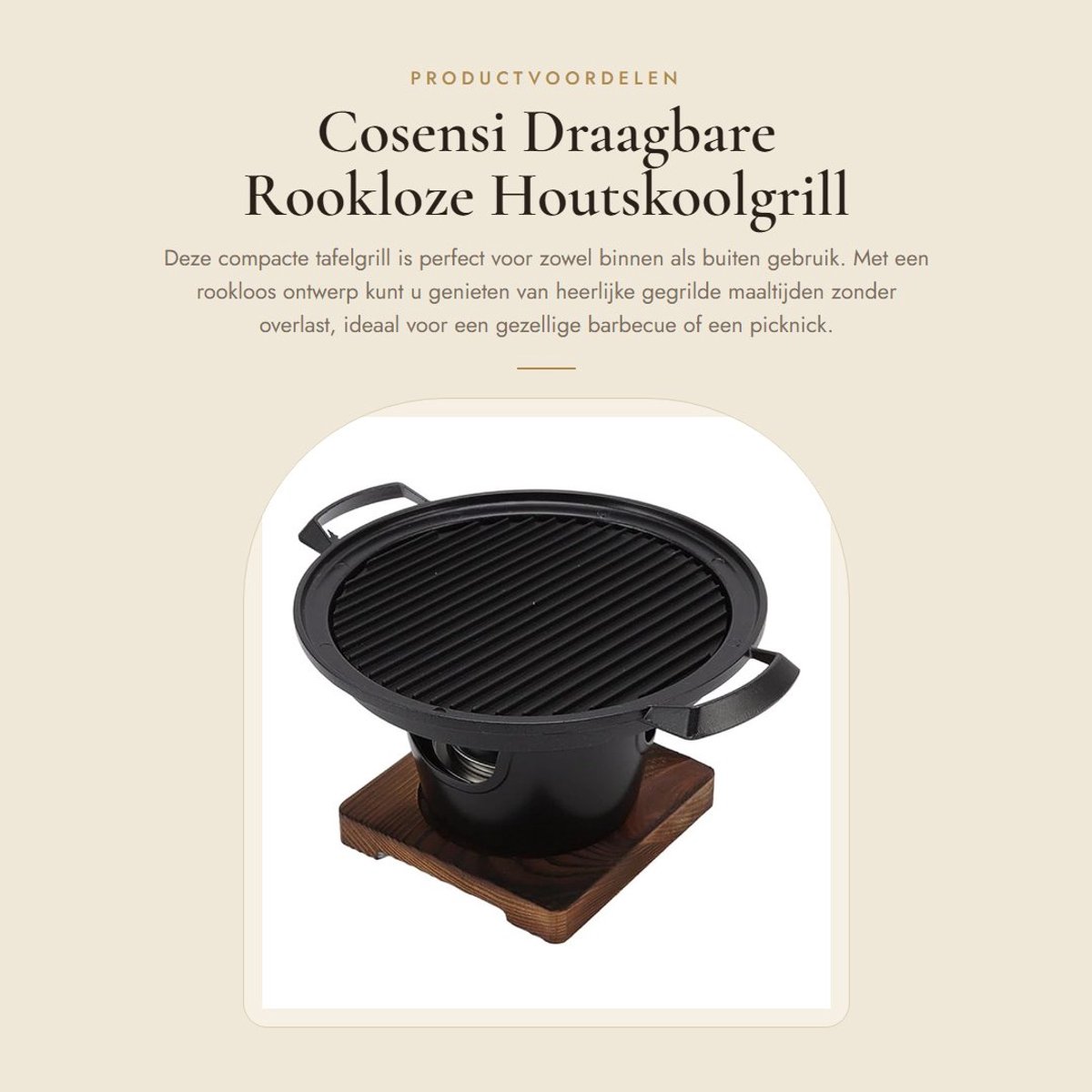 Dailygoods- Tafelgrill Rookloos - Draagbare Houtskoolgrill - Antiaanbaklaag - Geschikt voor Thuis - Ideaal voor Kamperen - Eenvoudig te Monteren - Barbecue