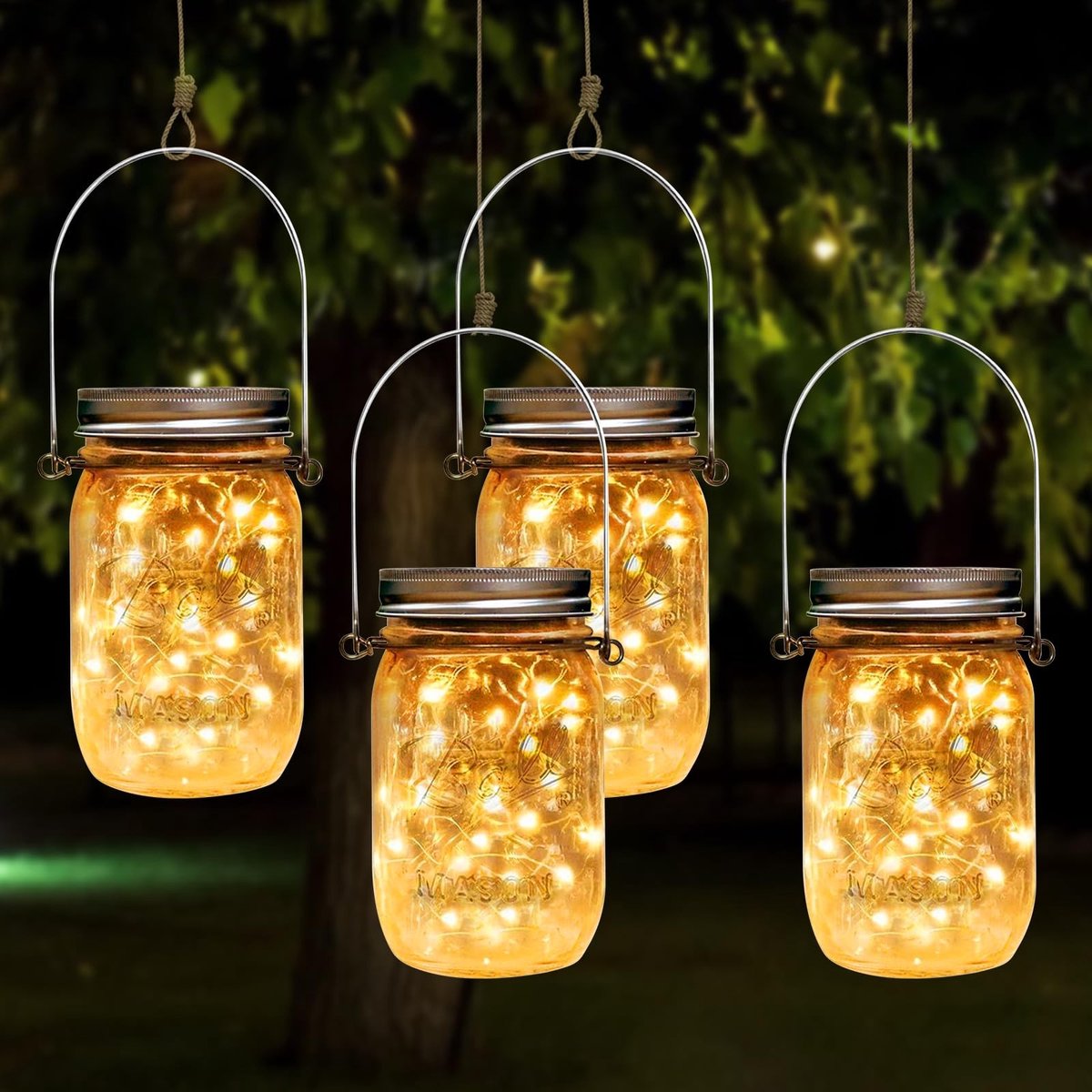 Dailygoods- Lantaarns op Zonne-energie - 4 Stuks - 30 LEDs - Waterdicht - Hangend - Tuinverlichting - Decoratie - Solarlampen