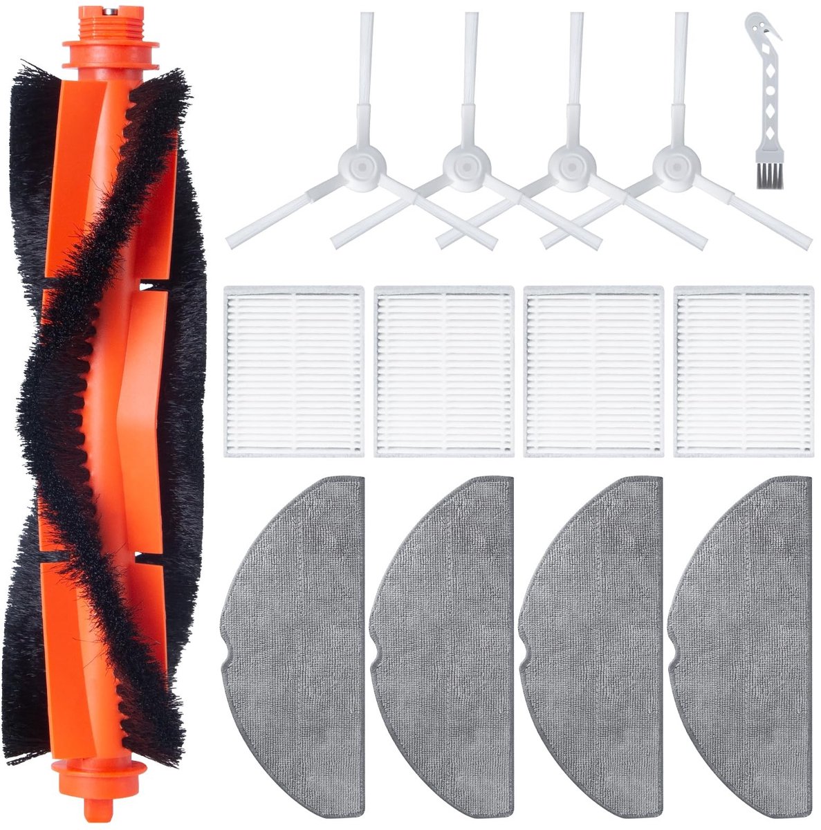 Dailygoods- Accessoireset voor Xiaomi S20 - 1 Hoofdwalsborstel - 4 Hepa-filters - 4 Dweilpads - 4 Zijborstels - 14 Stuks Hoogwaardige Materialen - Robotstofzuigeronderdelen
