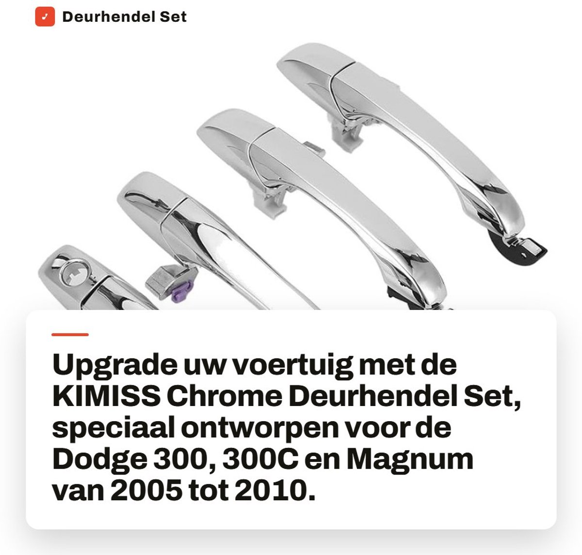 Dailygoods- Deurgreep Set - Hoogwaardige ABS - Geschikt voor 300/300C/Magnum 2005-2010 - Buiten/Voor/ Achter - Lichtgewicht/Schokbestendig - Stijlvol Ontwerp - Deurgrepen