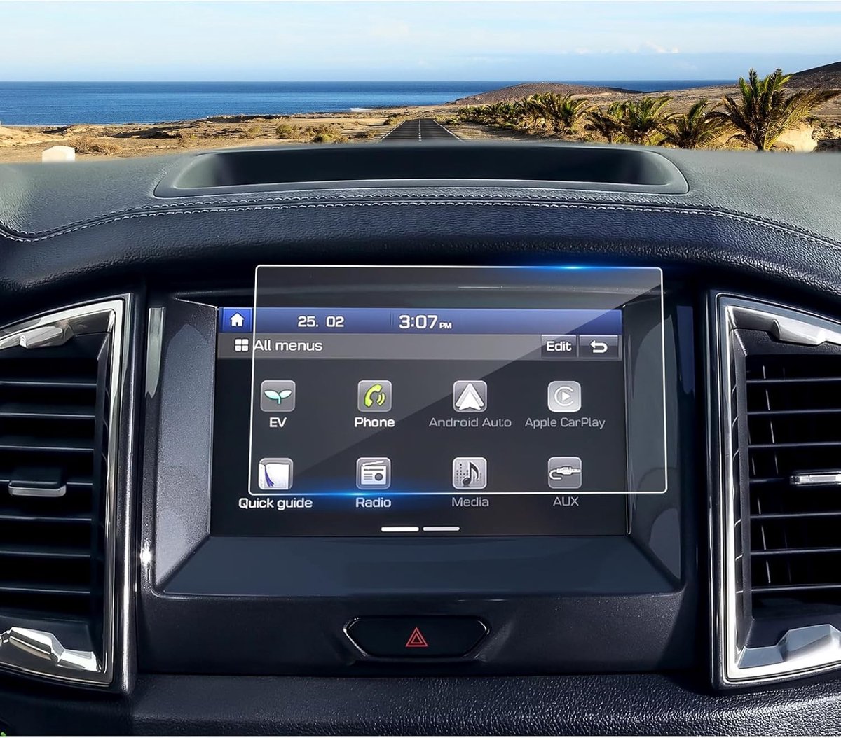 Navigatie Beschermfolie voor Ford Ranger 2016-2022, Krasbestendige Tempered Glass Screen Protector voor GPS, 9H Bescherming en Eenvoudige Installatie