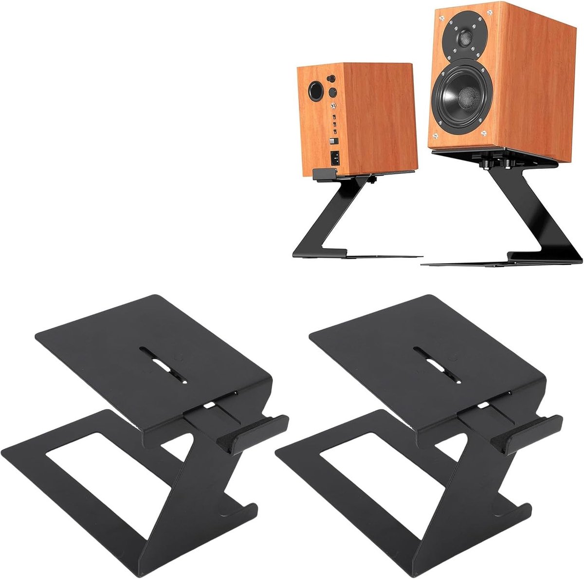 Stevige Desk Speaker Standaards van Koolstaal met Vibratiedempers voor Computer- en Studio Speakers, Ruimtebesparend Ontwerp