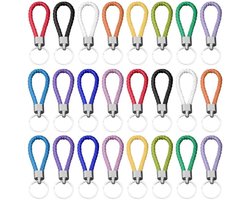 EUPSIIU 24 stuks lederen touw sleutelhanger geweven sleutelhanger handgemaakte gevlochten riem sleutelhanger voor - ShopVlot