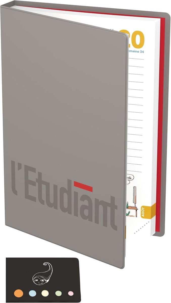 SnelShoppen - School Agenda 2022-2023 A5 Formaat 12 x 18 cm - Grijze Etudiant Agenda met Sticky Index - Dagelijkse Planning voor Studenten