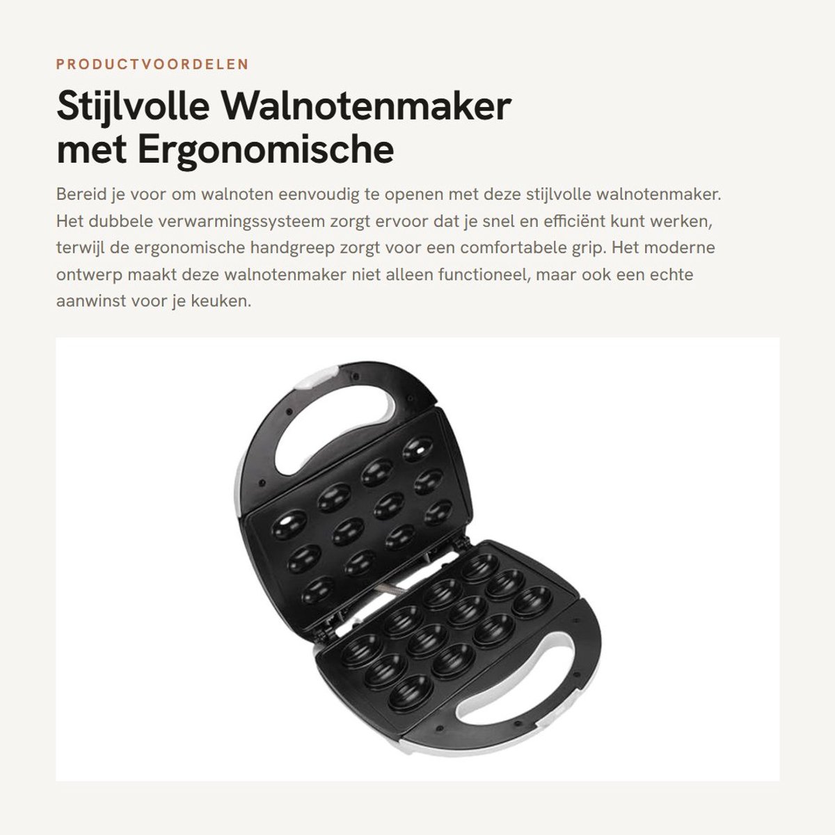 Inovra- Walnotenmaker Stijlvol Design - Dubbelzijdig Verwarmingssysteem - Eenvoudige Reiniging - Antislipbasis - Ergonomische Handgreep - Metaalmateriaal - Walnootcake Maker