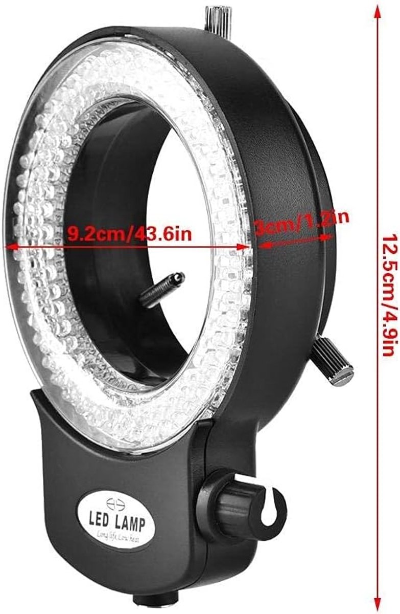 Thijox - Led-camera-lichtring met 144 LED-kralen, instelbare helderheid tot 18.000 lux, zwarte ringlamp voor microscopen en camera's, ideale verlichti thumbnail 5