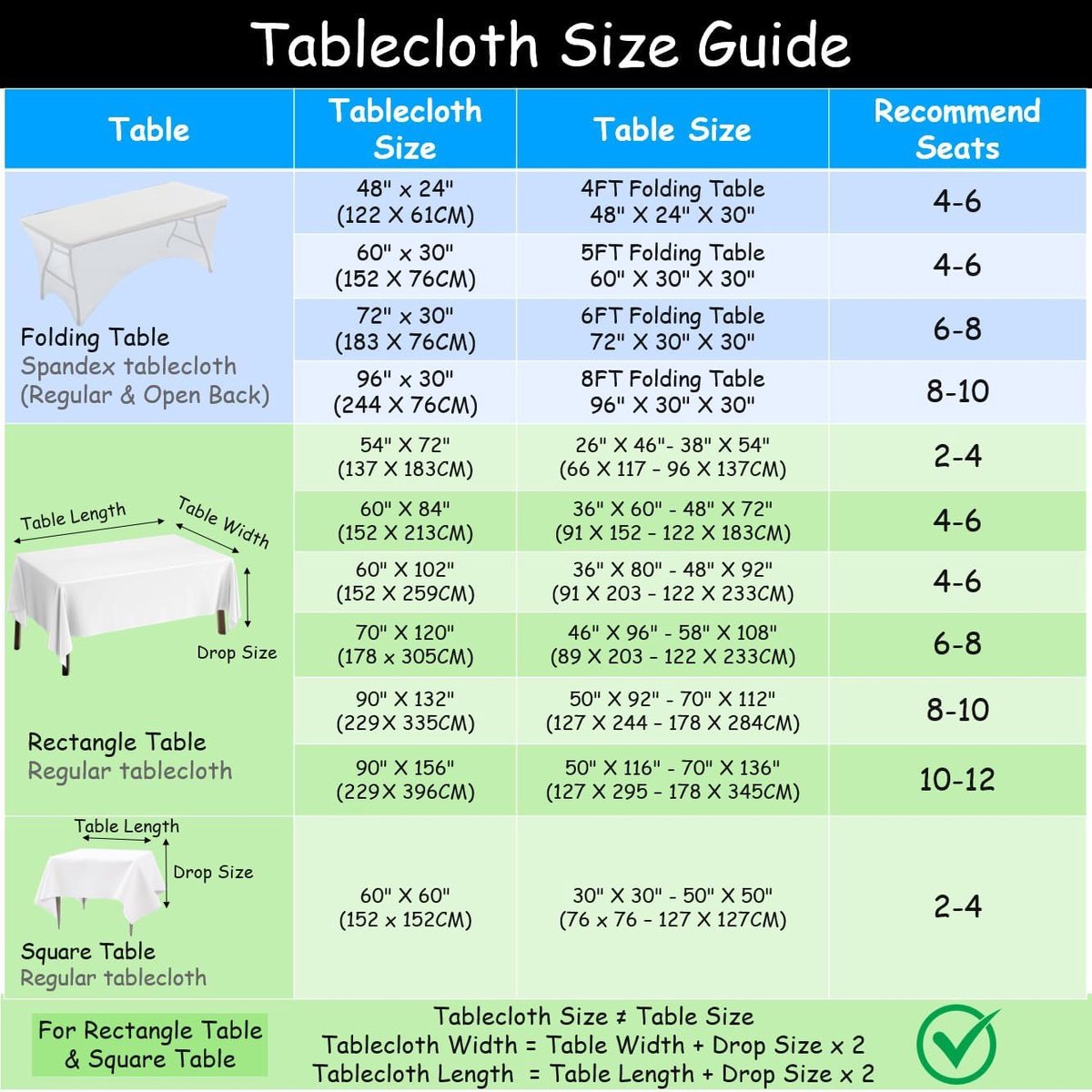 Tafelkleed Rechthoekig - Decoratieve Bedekking - Tafel Beschermen - Kreukvrij & Wasbaar - 90 x 156 inch - Zwart