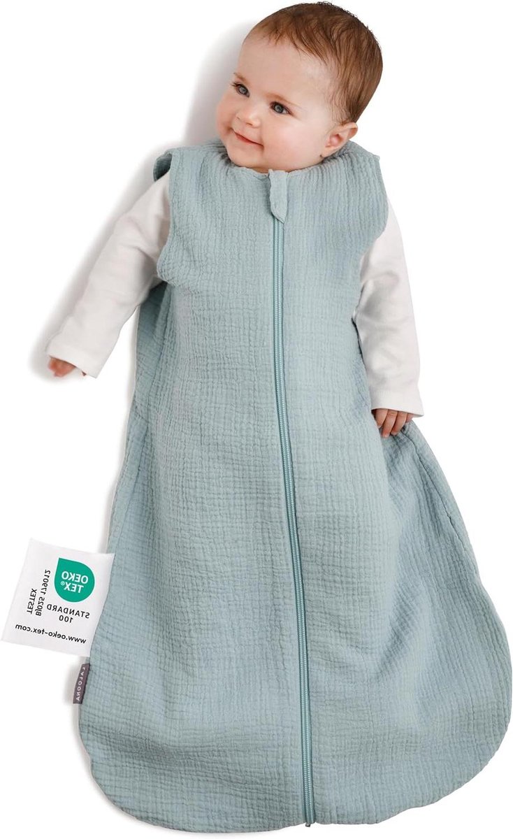 Baby slaapzak - Zomer kruippak - Comfortabel slapen - Ademend katoen - 0.5 Tog - Mint