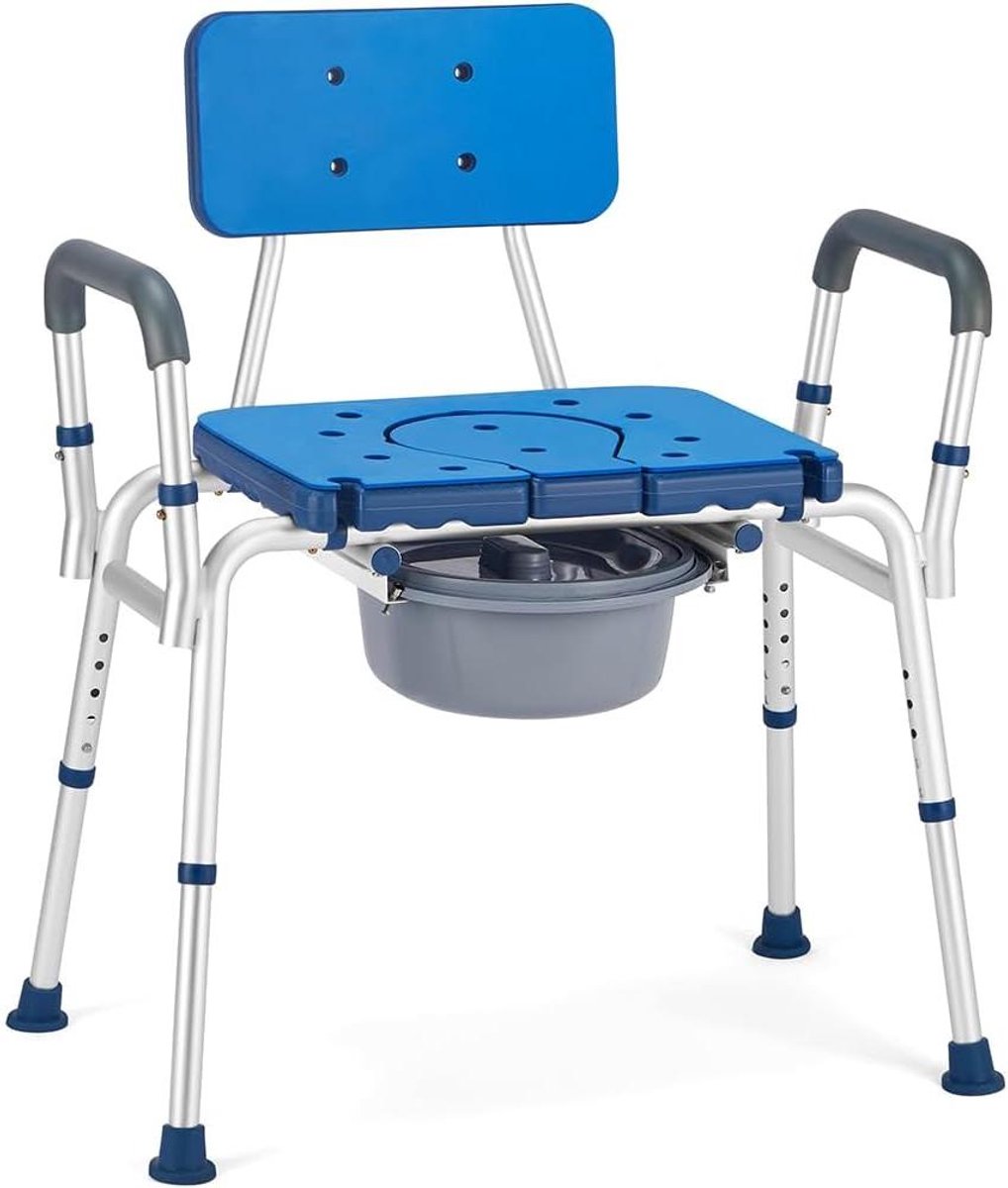 Douchestoel - Badkamerstoel - Veilig Douchen - Met Rugleuning - 77 cm Hoog - Grijs