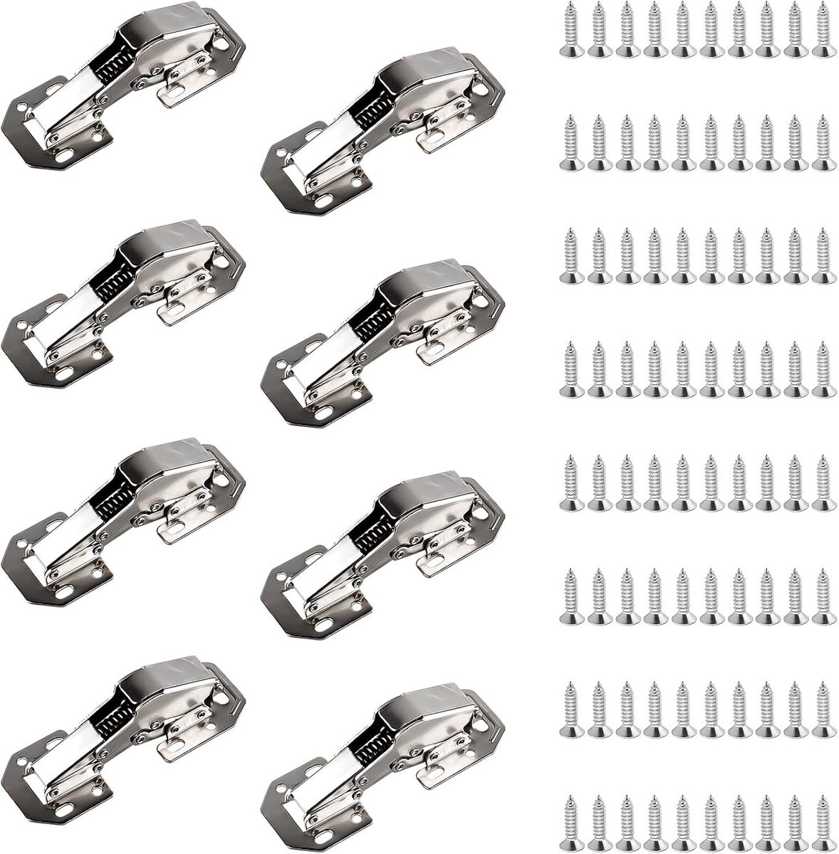 8 Softclose Scharnieren voor Keuken, 90° Hydraulische Demping, Geschikt voor Houten Deuren en Keukenkasten, Afmetingen 113 × 43mm