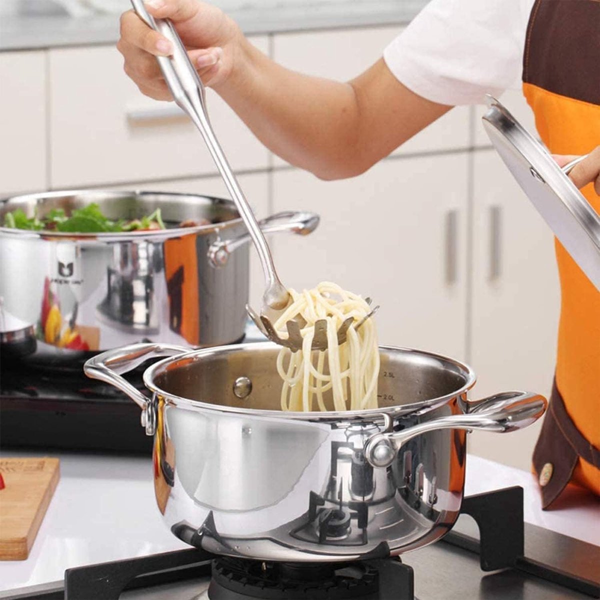 Spaghetti lepel van roestvrij staal, ideaal voor het serveren van pasta, vaatwasserbestendig en 35 cm lang