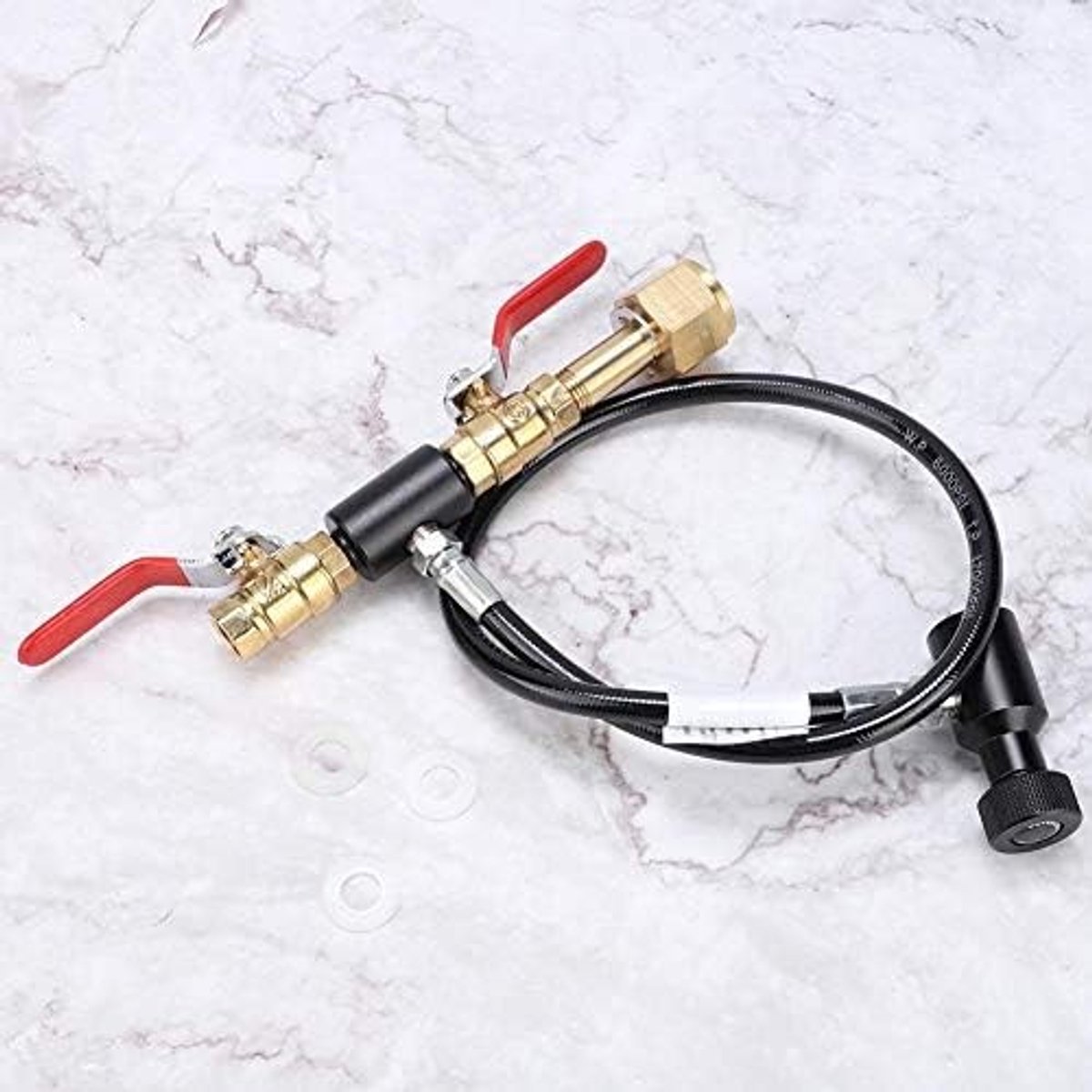 Carbon dioxide fles navuladapter met slang voor het vullen van Soda-Stream tank (61cm) - ideaal voor thuisgebruik, milieuvriendelijk en eenvoudig in gebruik