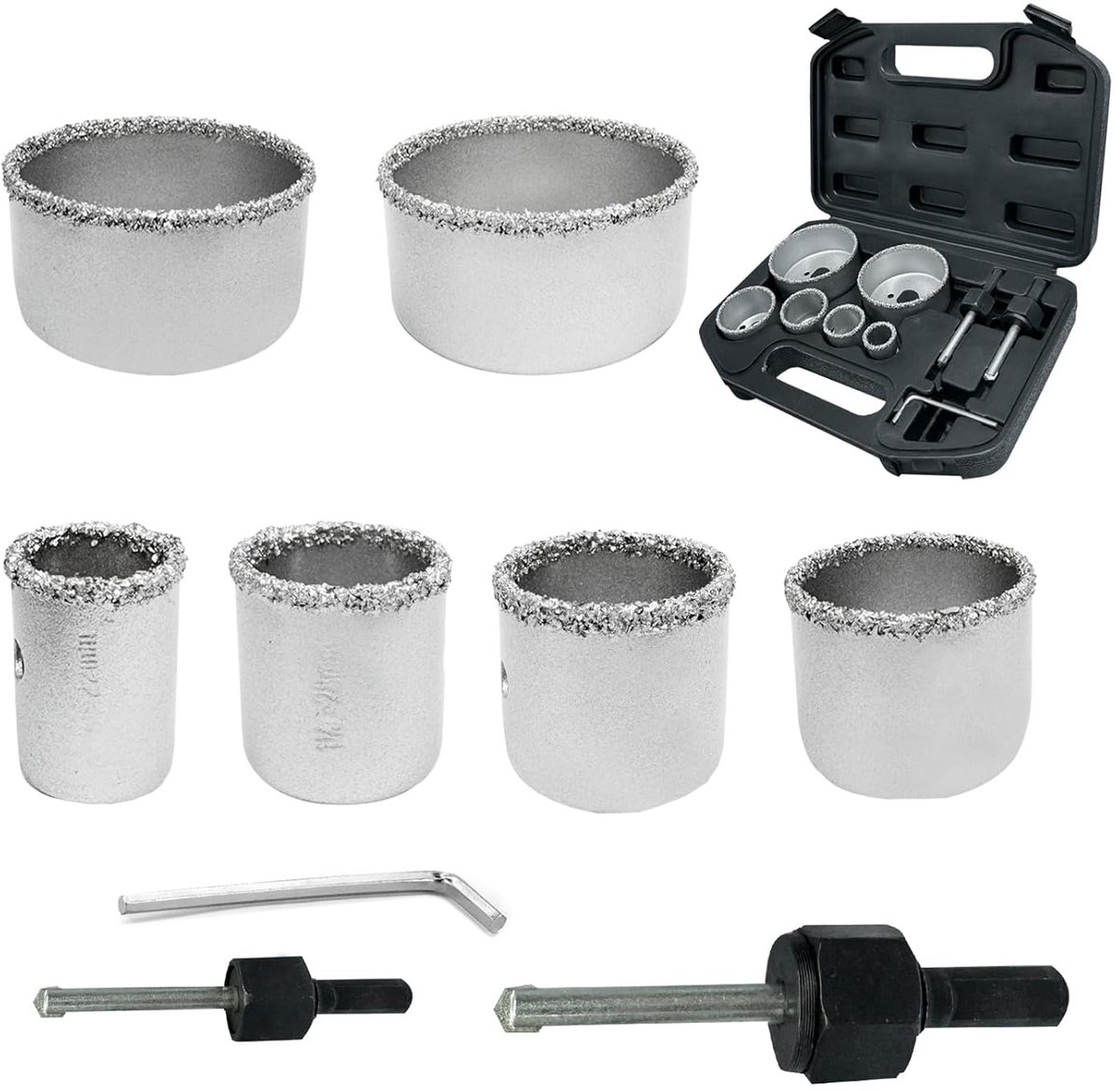 Thijox - Greywolf 9-delige Diamanttegelboorset voor Tegels, Keramiek, Steen, Graniet en Granietsteen (22-73 mm) met Openingsboren