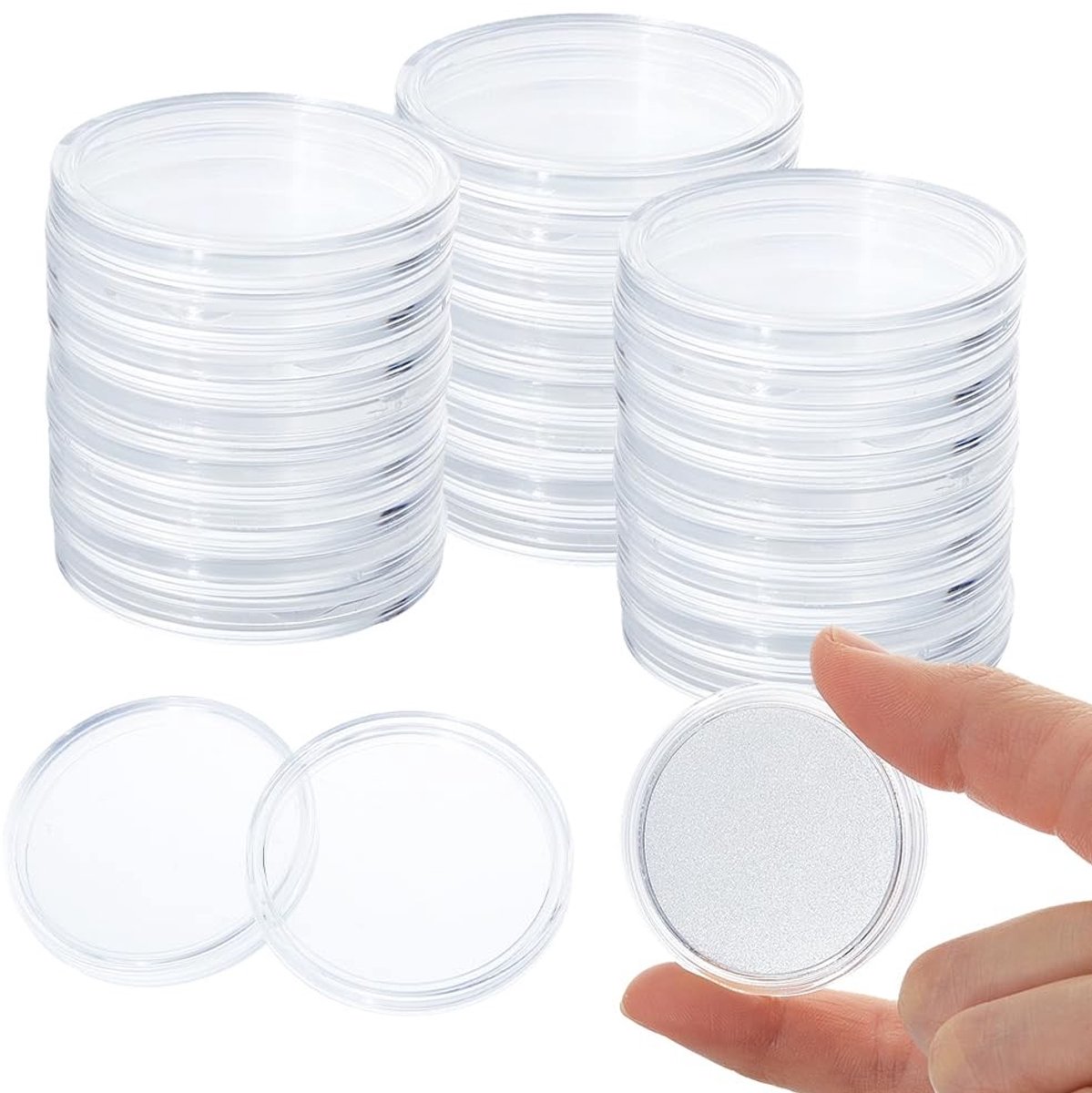 Dailygoods - 40 Stuks Transparante Muntcapsules - Munthouders voor Verzamelaars - 42 mm