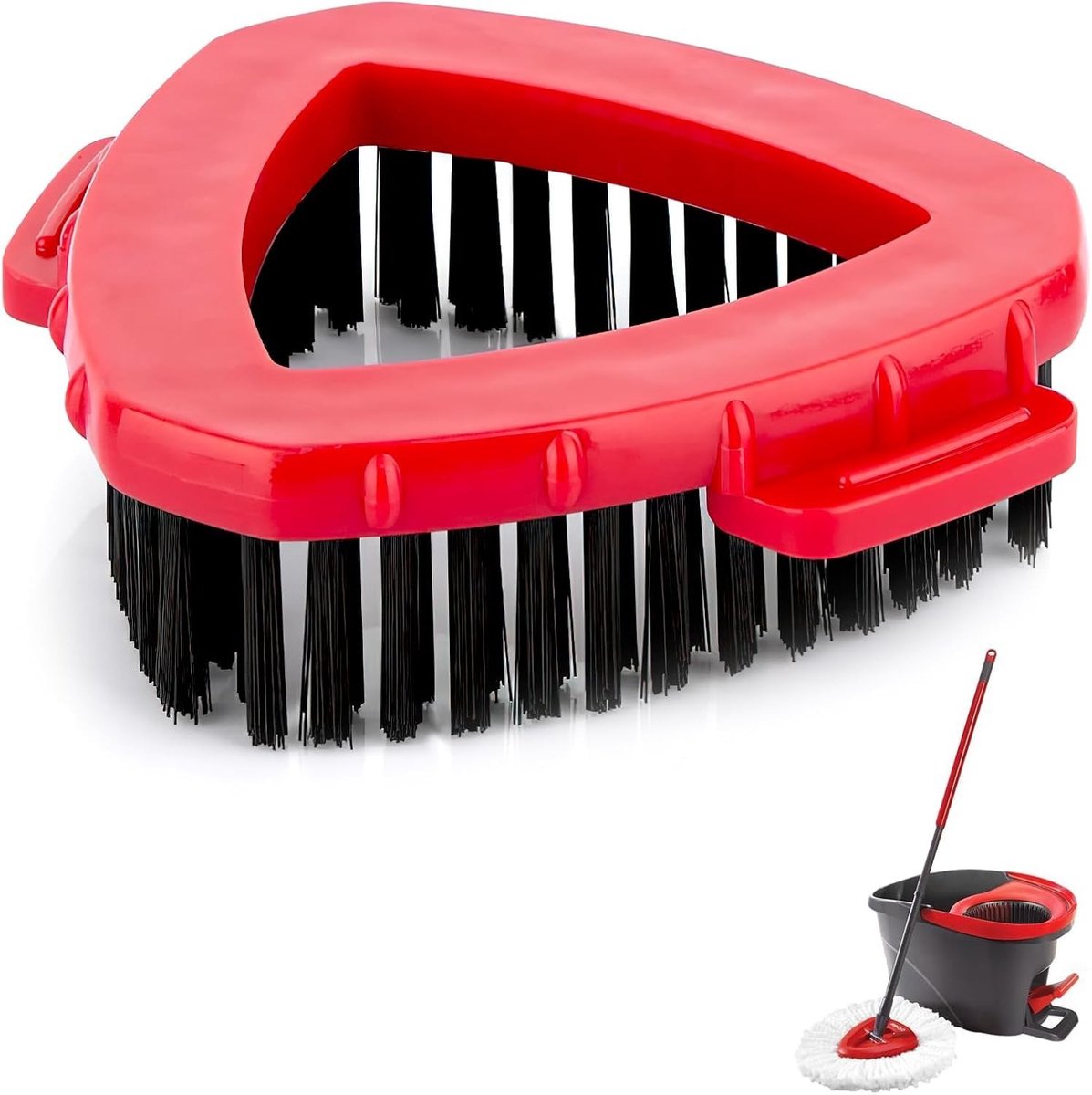 Dailygoods- Reservekop voor Roterende Mop - Driehoekige Vloerborstel - Schrobber voor Tegels - Duurzaam PP/Nylon - Effectieve Reiniging - 17 x 14,8 x 3,5 cm - Schrobborstel