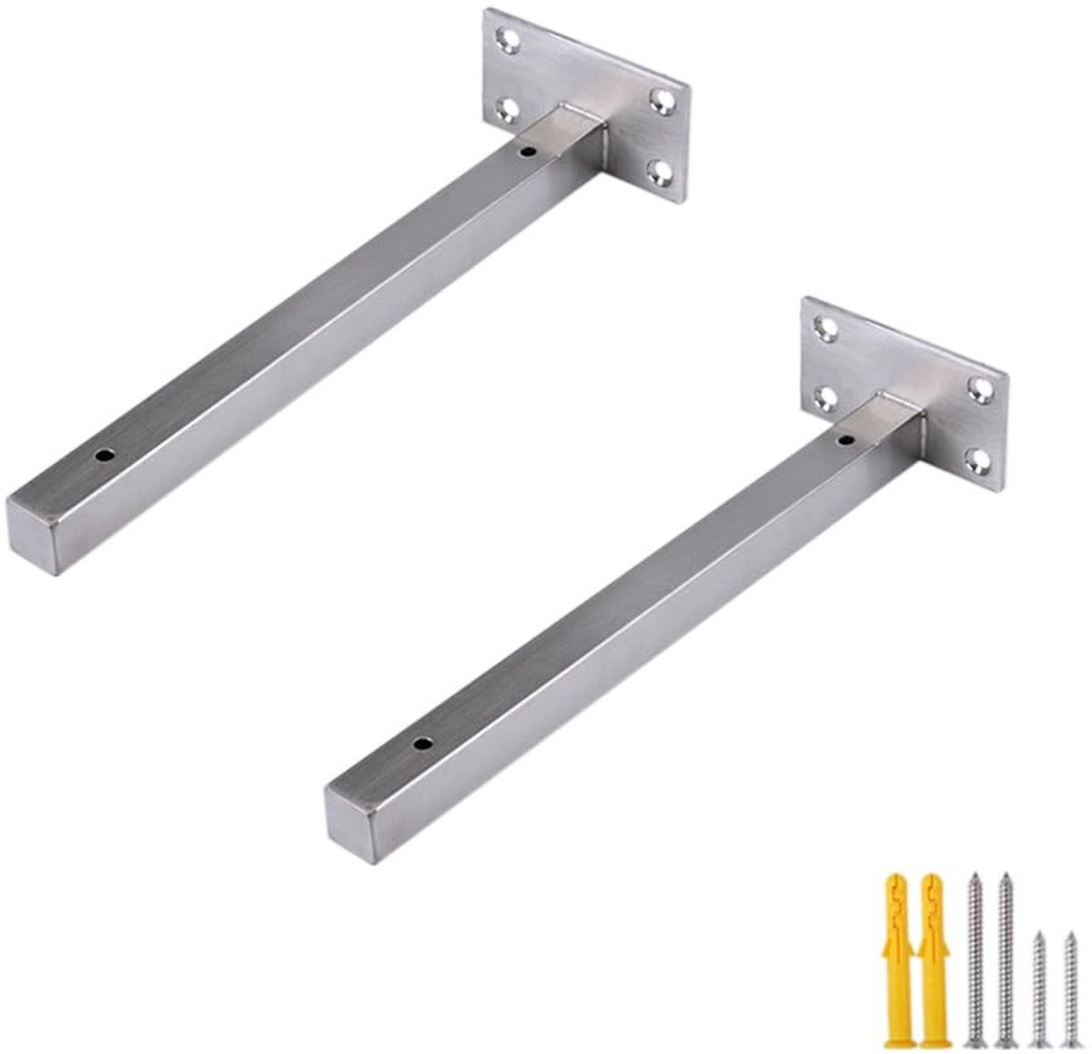 Dailygoods- Plankbeugels Heavy Duty - Roestvrij Staal - Wandmontage - Ondersteuning voor Planken - Industrieel Design - 250mm - Planksteunen