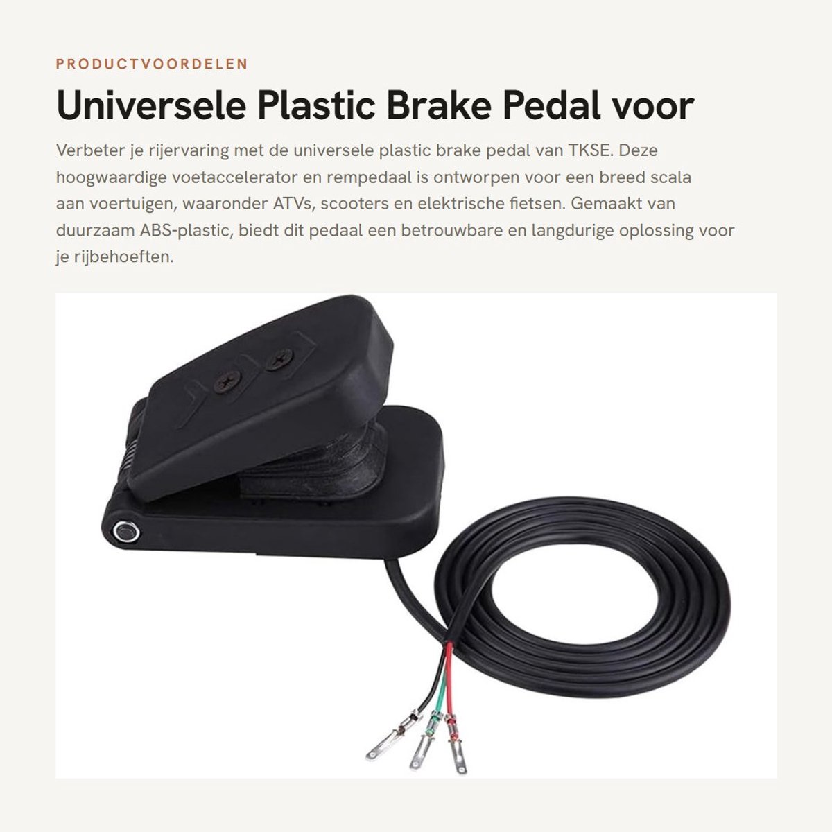 Dailygoods - Universele Plastic Brake Pedal voor ATV, Scooters en Elektrische Fietsen