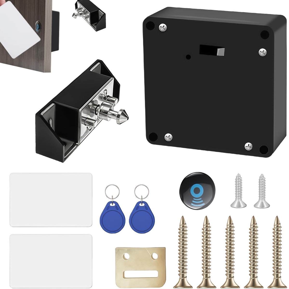 Dailygoods - Smart kastslot Nfc-slot: verborgen smart slot met 2 sleutelhangers en 2 RFID-kaarten, verborgen sloten, gatvrije sloten voor laden, kast, kluisjes, fabrieken