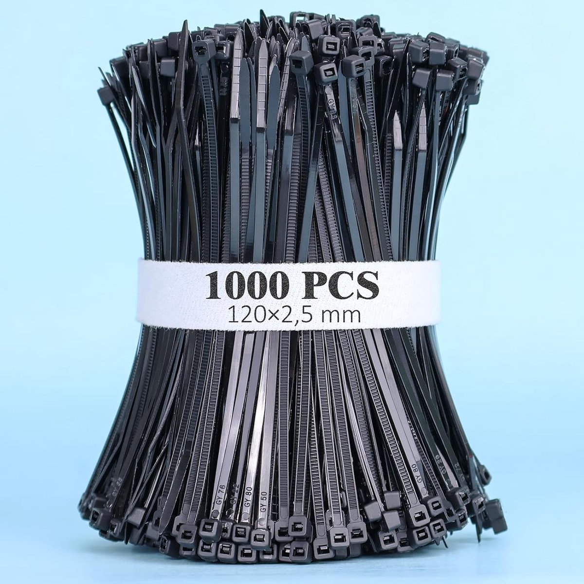 SnelShoppen - Kabelbinders 1000 Stuks - 120 x 2,5 mm Nylon Zip Ties - Zwart - Perfect voor Kabelbeheer, Organisatie, Tuin, Keuken en Hobbyprojecten