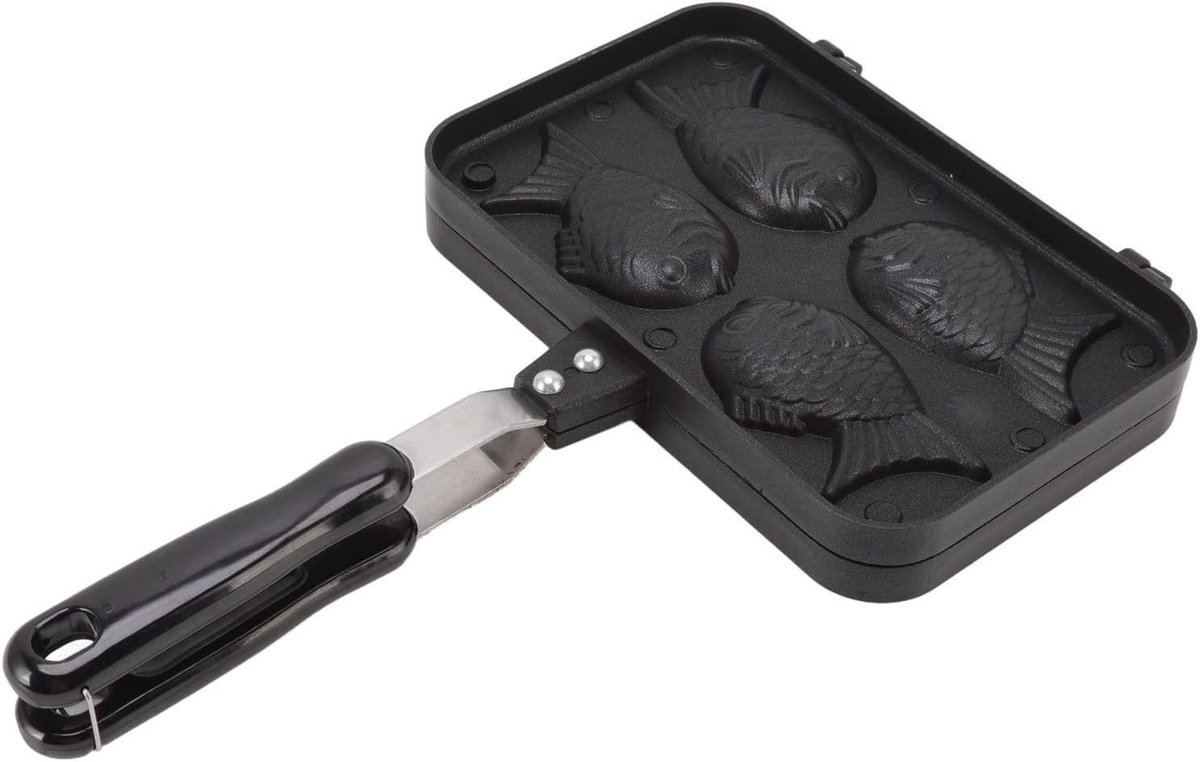 Visvormige Cakepan voor Taiyaki, Food Grade Gietaluminium, Dubbele Antiaanbak Wafel Maker met Warmtebestendige Handgreep, Ideaal voor Thuis Koken en Bakken