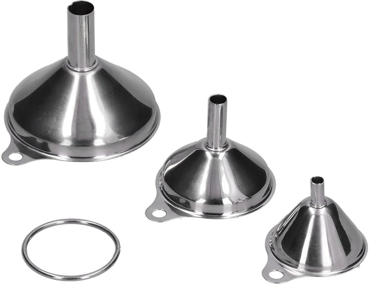 Funnel Set van RVS, 3 Verschillende Maten voor Kleine Flessen, Antiroest en Makkelijk Scho