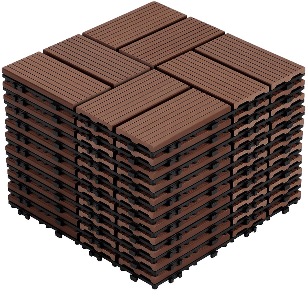 WPC Terrastegels 30x30 cm - 44 stuks - 4 m² - Roodbruin - Kliktegels voor Balkon Tuin Terras