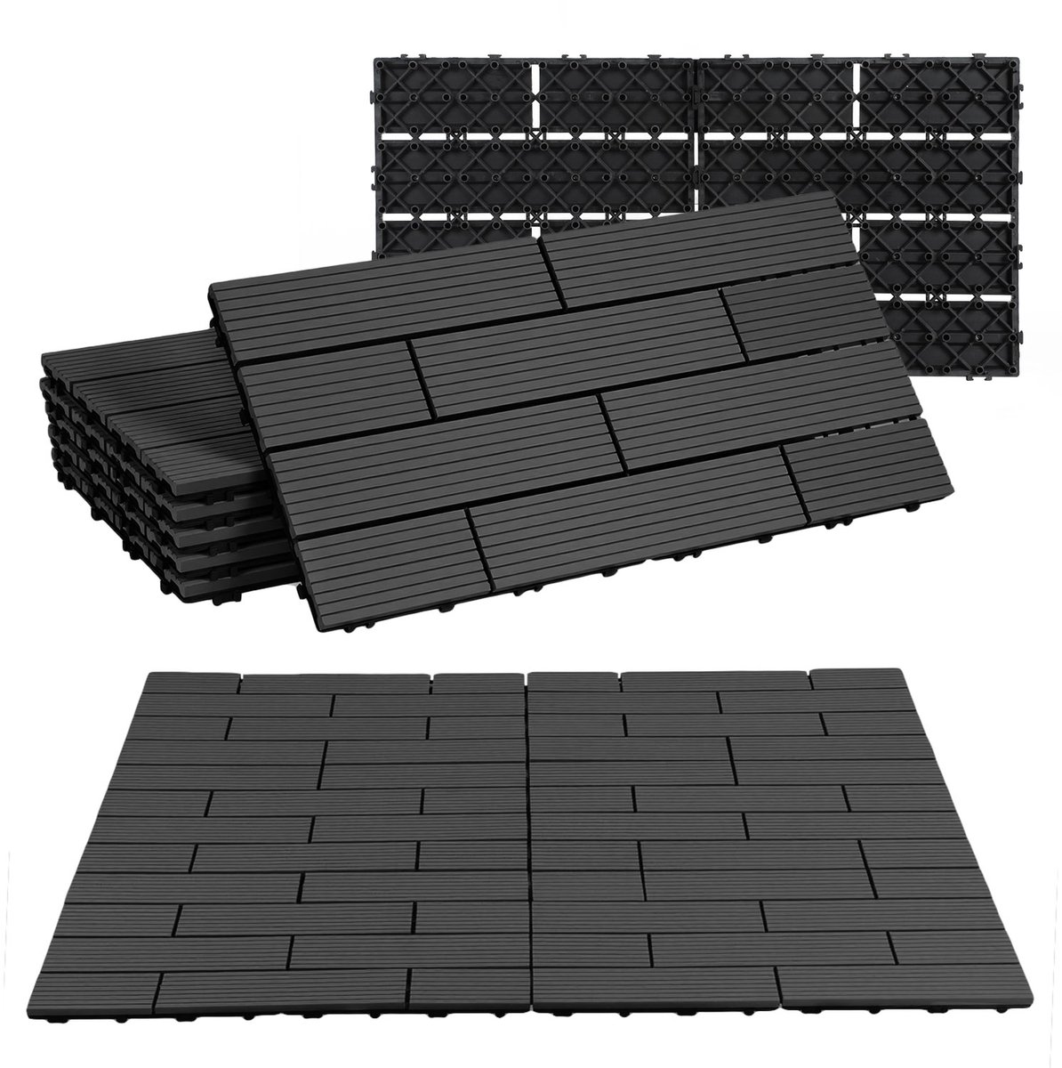 WPC Vlondertegels 30x60 cm - Antraciet - 30 stuks/5 m² - Waterbestendige Tuintegels