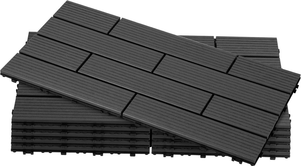 WPC Vlondertegels 30x60 cm - Antraciet - 36 stuks/6 m² - Waterbestendige Tuintegels
