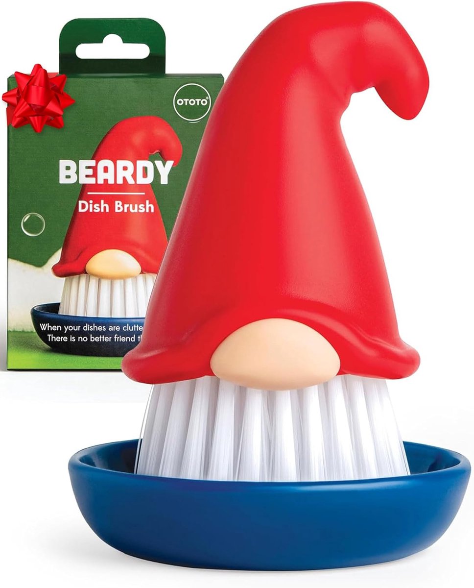 SnelShoppen - Grappige Baardborstel in de Vorm van een Kabouter - Ergonomische Afwasborstel voor Pannen en Potten - Schattige Keukenaccessoires - Perf