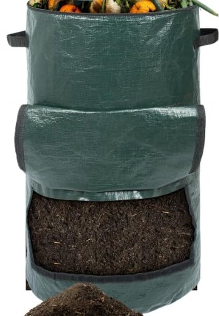 Dailygoods- Compostbak moderne mini-snelcompostbak - Balkon/Terras - PE-weefsel - Waterdicht - Lichtgewicht - Met deksel en uitneemvenster - Tuincomposter