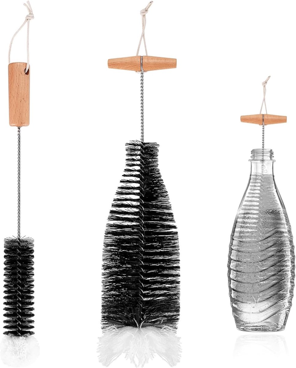 Thijox - 2 STK Flessenborstel voor Sodastream - Glazen Flessen Reiniger - Ideaal voor Drinkflessen, Soda Flessen, Keuken en Camping - Duurzaam en Effe