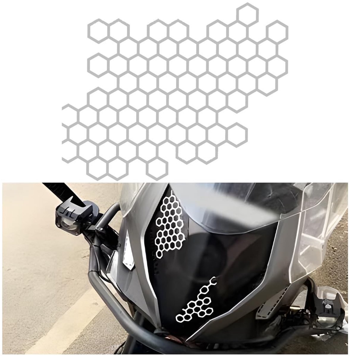 Dailygoods- Autostickers Zeshoekig - Motorstickers - Decorstickers - Honingraatsticker - Universeel - Duurzaam PET materiaal