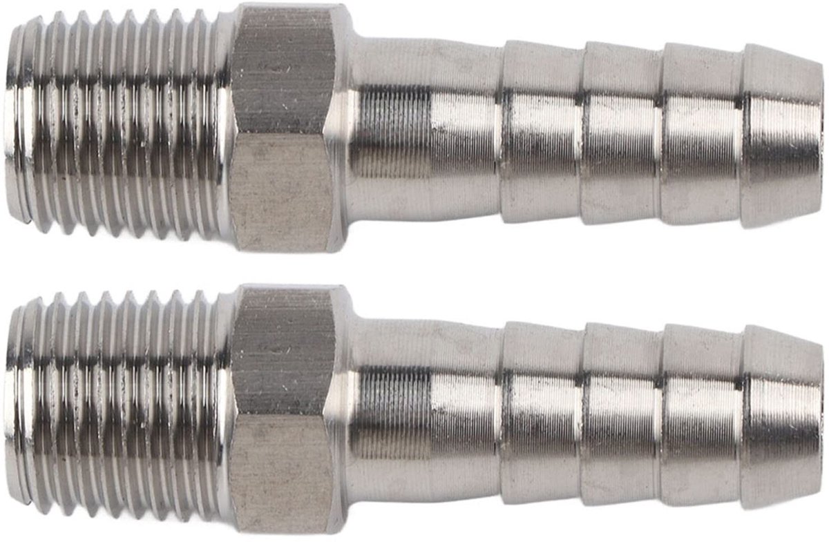 Dailygoods- Slangsnelkoppeling 1/4 inch - Roestvrij Staal - Luchtslangaansluiting - Barb-type Snelstekker - Hoge Druk - Lange Levensduur - Snelkoppeling