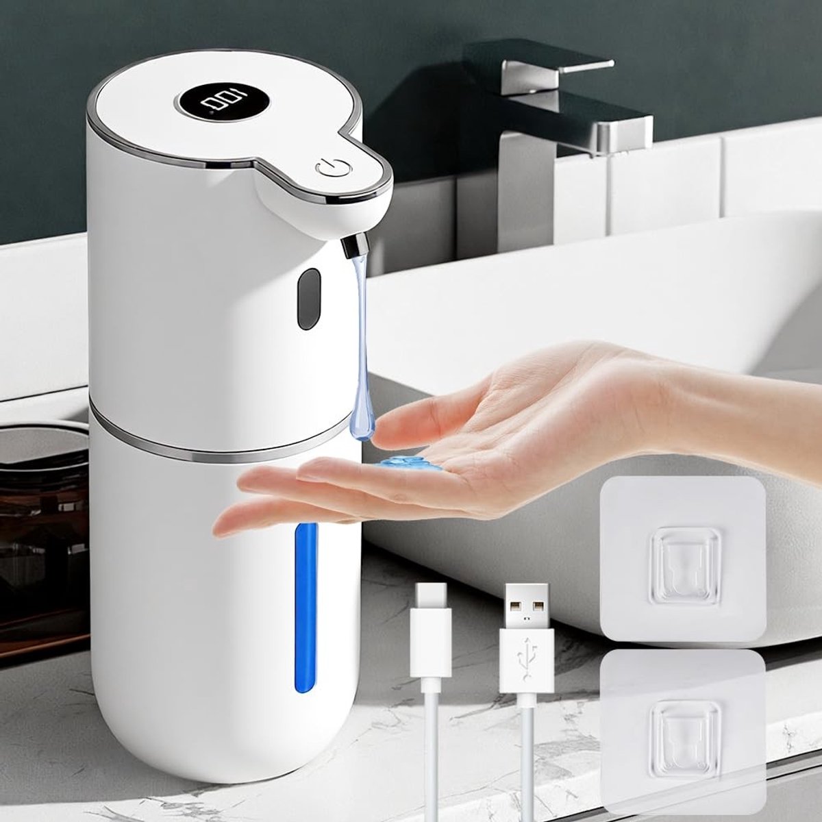 Dailygoods - Automatische Zeepdispenser 380ML - Wandgemonteerd, USB Oplaadbaar, Aanraakloos