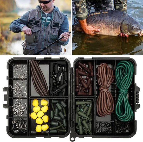 SnelShoppen - 300 Stuks Visaccessoires Karper Set - Vishaken, Anti-Klit Hulzen, Diverse Viswartels, Karper Hair Rigs, Visharing Kralen, Rubber Stopper — afbeelding 5