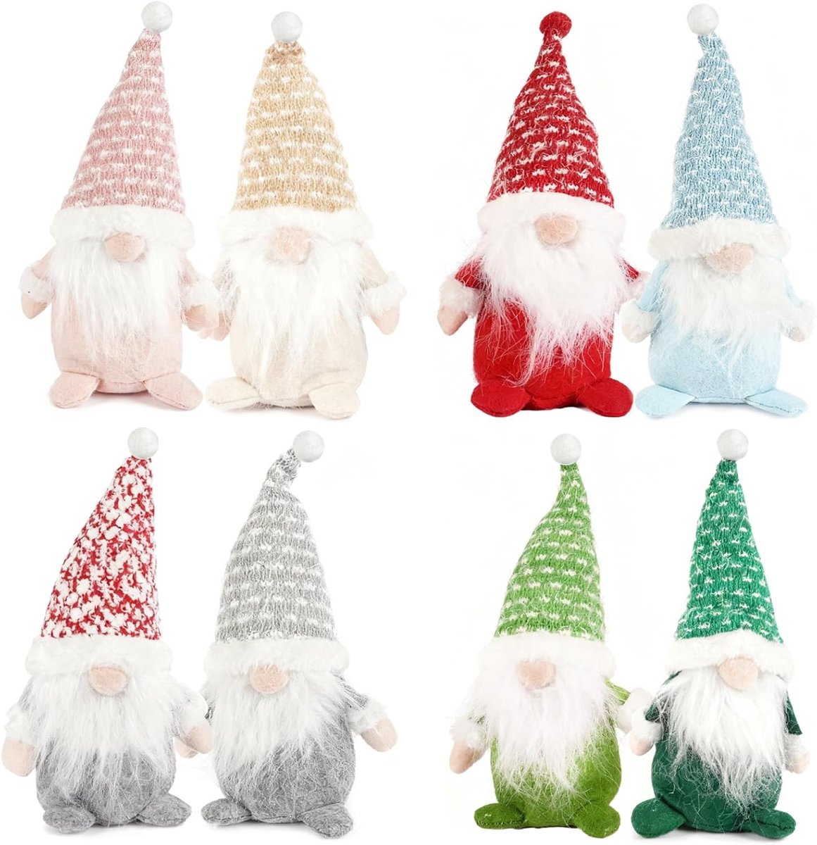 Set van 8 Kerstgnomen Hangers van 20 cm - Handgemaakte Decoraties voor Kerstmis, Elf en Dwarf Versieringen, Zweedse Stijl Decoratie