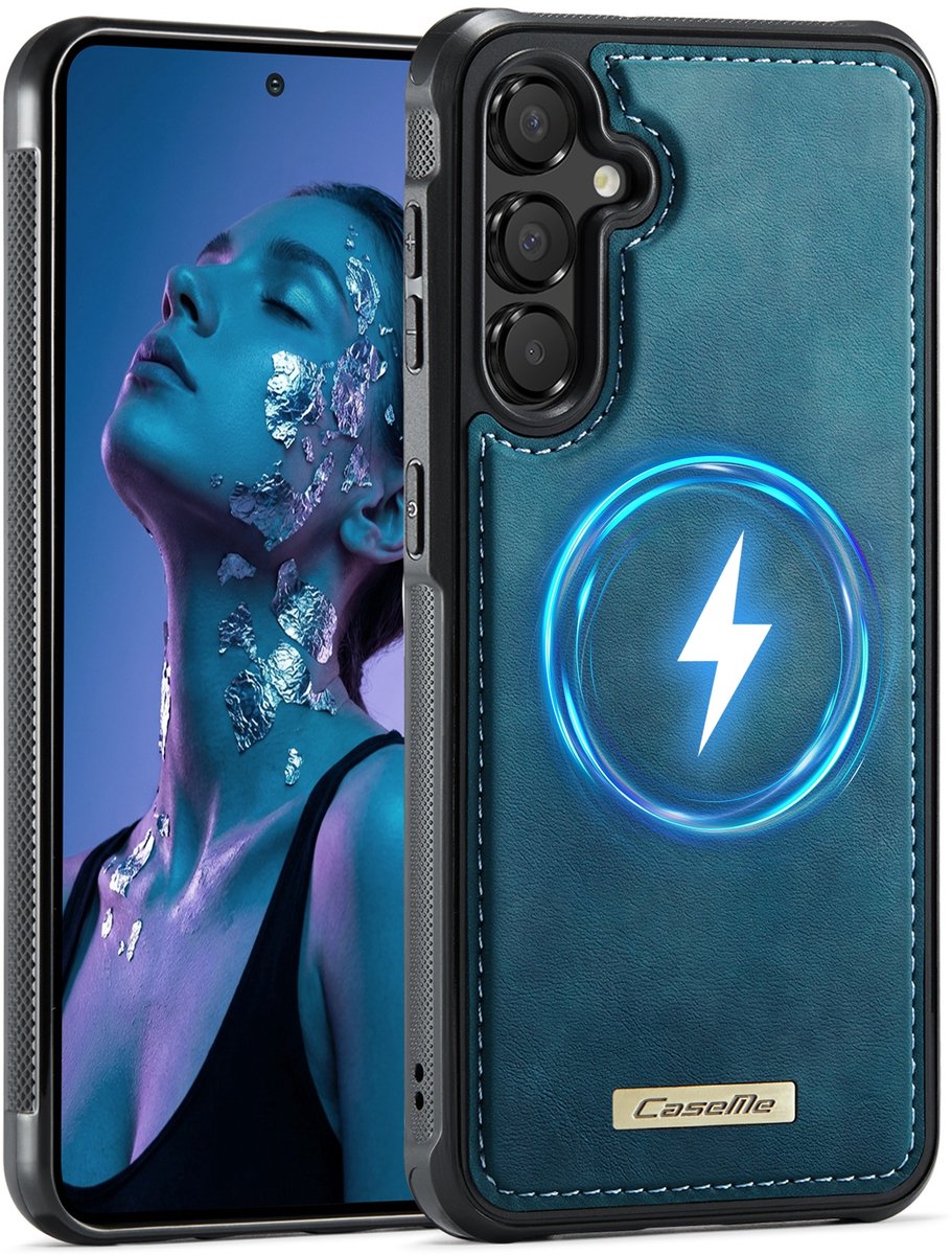 CaseMe Hoesje - Geschikt voor Samsung Galaxy A35 / A55 Hoesje - CaseMe C69 Leather Back Cover - MagSafe Compatible - Blauw