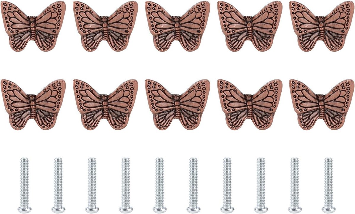 Retro Vlinder Ladeknoppen - 10 Stuks Antieke Deurgrepen voor Meubeldecoratie en Interieurstyling